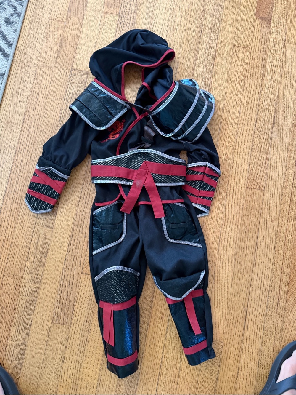 Kids Red and Black Ninja Costume with Hood - Brand Unspecified